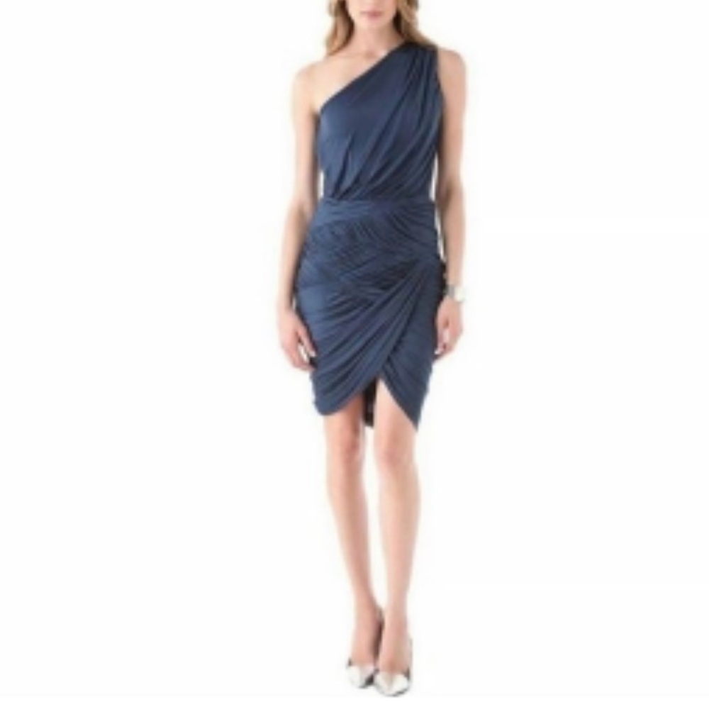 Halston Heritage Navy One-Shoulder Dress XXS